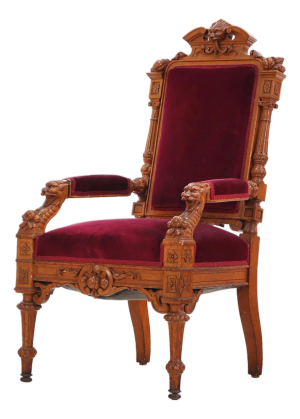 A Pair of Victorian Substantially Carved Oak Armchairs, C. 1870.