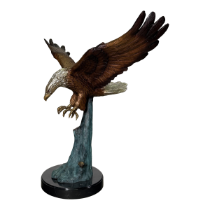 Bronze Bald Eagle in Flight With Outstretched Talons Sculpture - 30"h