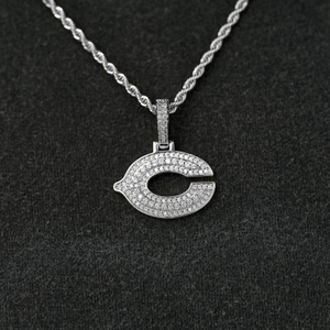 Chicago Bears Official NFL Micro Logo Pendant in White Gold