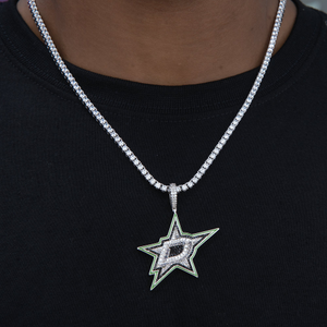 Dallas Stars Official NHL Logo Pendant in White Gold
