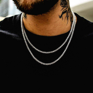 3 Prong Tennis Necklace in White Gold