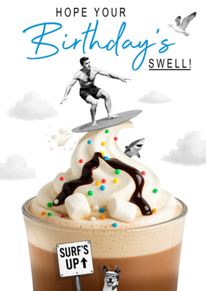 Hope Your Birthday's Swell Funny Surfer Hot Chocolate Card
