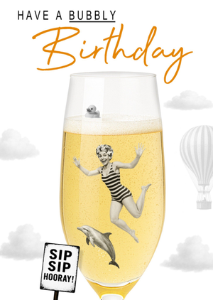 Have A Bubbly Birthday Champagne Glass Photographic Collage Card