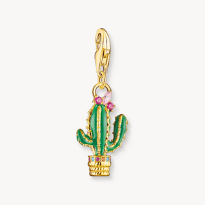 Classic Gold Plated Green Cactus Charm