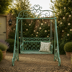 Wrought Iron Green Patina 2 Seater Swing Seat