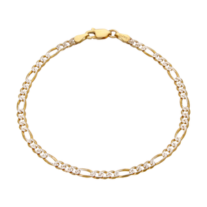 Pre-Owned 9ct Yellow & White Gold 7.5" Figaro Bracelet