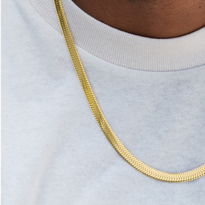 Herringbone Necklace in Yellow Gold- 8mm
