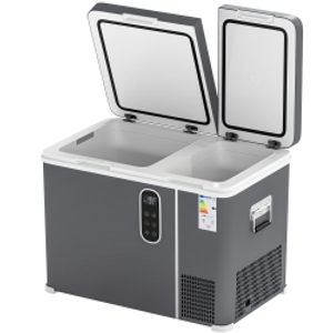 Outsunny 45L Compressor Car Fridge Freezer, Dual Zone Camping Refrigerator with App Control, Grey