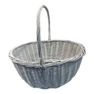 Vintage Large White Wicker Basket With Handle