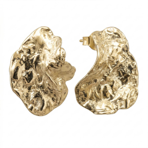 Sculptural Organic Gold Plated Stud Earrings –  Inspired By Ancient Jewelry Forms