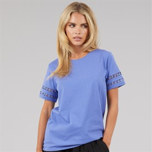French Connection Womens Crochet T-Shirt Baja Blue