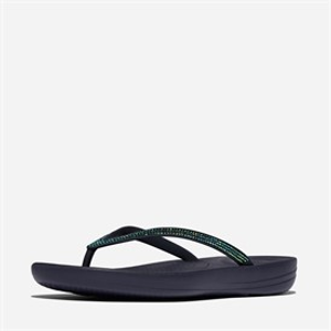 FitFlop Womens Iqushion Sparkle Flip Flops Midnight Navy
