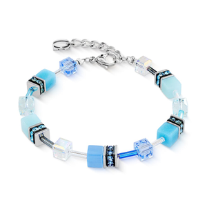 Iconic GEOCUBE Bracelet Aqua Blue Crystal & Cut Glass