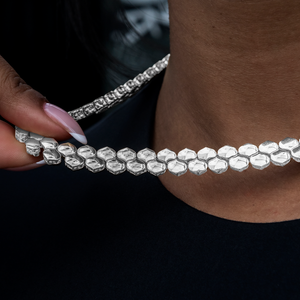 Flat Snake Link Necklace in White Gold-4mm