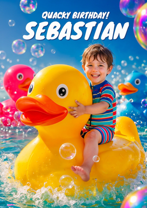 Quacky Birthday Funny Rubber Duck Photo Upload Card
