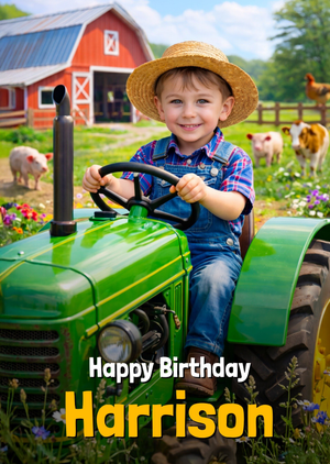 Farm Tractor Driver Photo Upload Birthday Card