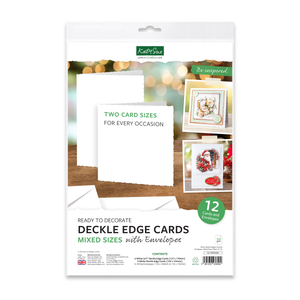 White Deckle Edged Cards & Envelopes, Mixed Sizes, pack of 12