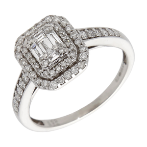 Pre-Owned 9ct White Gold 0.53ct Mixed Cut Diamond Cluster Ring