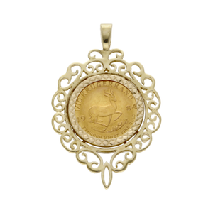 Pre-Owned 1984 1/10 Krugerrand Coin In 9ct Gold Pendant Mount