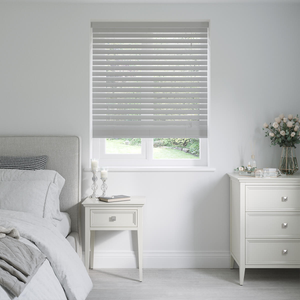 Eclipse Silver Grey Faux Wooden Blinds 50mm: 1070mm x 1340mm Recess