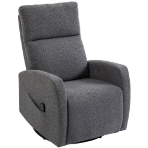 Homcom Sillón Relax, Sillón de Masaje de Chenille con Función de Calor, Giro 360°, Mecanismo de Balanceo, Gris Oscuro