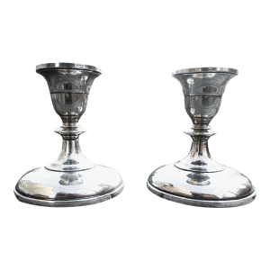 Early 20th Century M. Fred Hirsch Weighted Sterling Silver Candlestick Holders- a Pair
