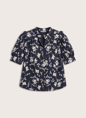 Ann Short Sleeve Blouse - UK 10 | EU 36 | US 06 / Navy Floral
