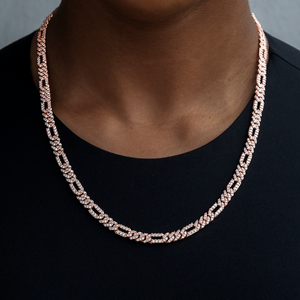 Diamond Figaro Chain in Rose Gold- 6mm