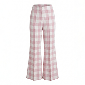 Zena Flared Check Trouser In Pink (S)