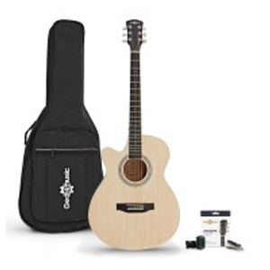 Single Cutaway Left Handed Acoustic Guitar Pack by Gear4music, Natural