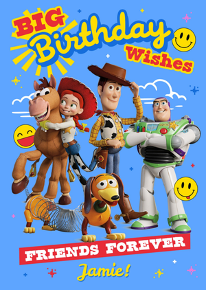 Toy Story 5 Big Birthday Wishes Friends Forever Characters Card