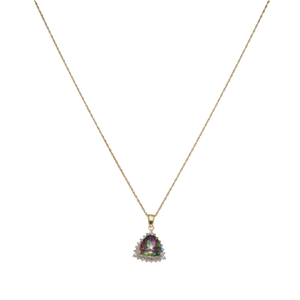 Pre-Owned 9ct Gold Mystic Topaz & Diamond Cluster Necklace