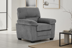 Grey Jumbo Cord 1 Seater Sofa LINCOLN