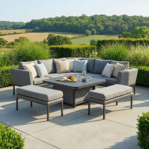 Maze - Outdoor Fabric Pulse Deluxe Square Corner Dining Set with Rising Table - Zinc Grey