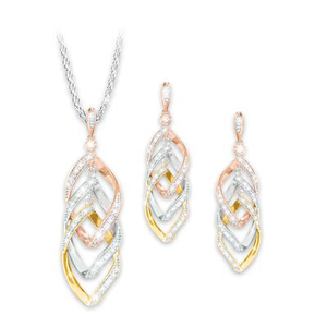 Genuine White Topaz Infinite Harmony Pendant & Earrings Set