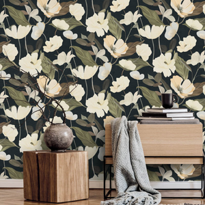 Erismann Fairy Blossom Floral Black Wallpaper - 10508-15