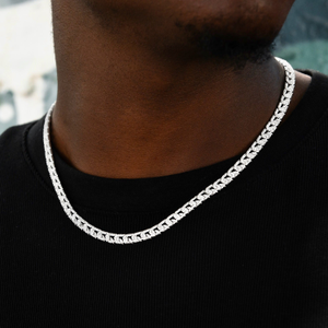 Micro Iced G-Link Necklace in White Gold