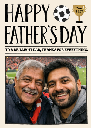 Spoof Newspaper Football Trophy Photo Upload Dad Father's Day Card