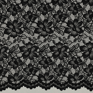 Tissu dentelle bordure festonnée - Noir