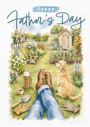 Watercolour Garden And Dog Father's Day Card