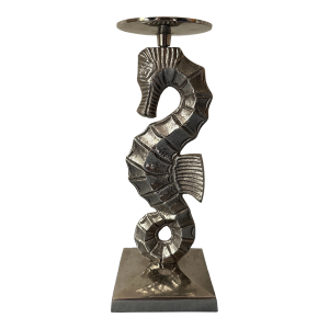 1990s Barclay Buyers Seahorse Silver Candle Holder