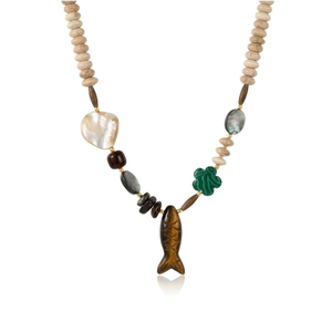 Lucky Fish Mixed Stone Necklace (one size)