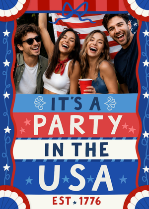 Party In The USA Patriotic Photo Upload Independence Day Card