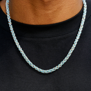 Iced Candy Rope Chain Necklace in White Gold