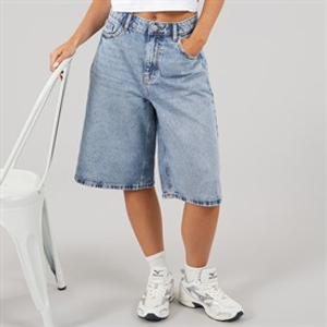 Noisy May Womens Mindie Bermuda Shorts Light Blue Denim