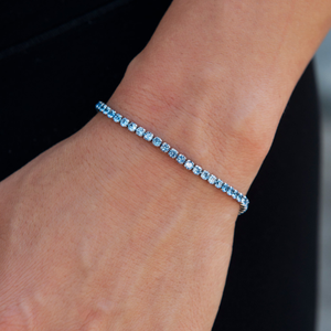 Blue Topaz Micro Tennis Bracelet in White Gold - 2mm