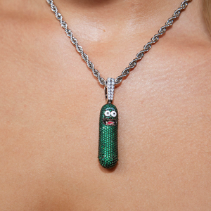 Rick & Morty Pickle Official Warner Bros. Pendant in White Gold