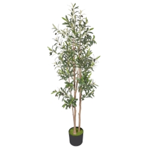 HOMCOM Decorative Artificial Plant, 175 cm Silk Olive Tree with 787 Leaves in Cement Pot, Fake Plant
