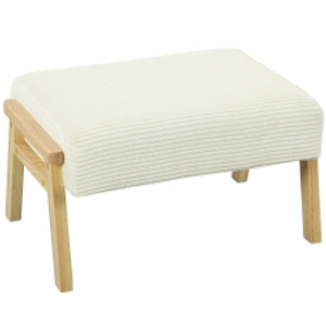 HOMCOM Taburete de asiento con cojín suave patas de madera reposapiés con diseño de cordón crema