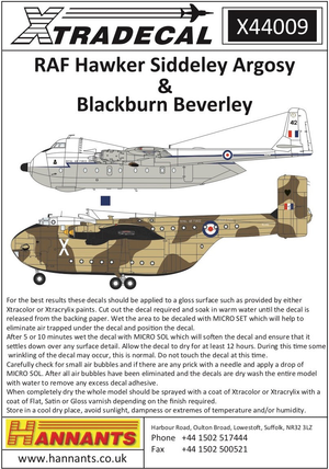 Xtradecal X44009 1:144 RAF Hawker-Siddeley Argosy & Blackburn Beverley.